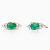 Crown II Oval Emerald Earrings in 18k Yellow Gold
