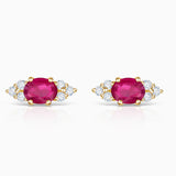Brincos de rubi oval Crown II em ouro amarelo 18K