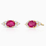 Brincos de rubi oval Crown II em ouro amarelo 18K