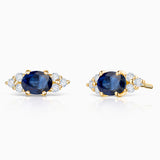 Pendientes Crown II Oval de Zafiro en Oro Amarillo de 18 Kt