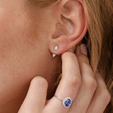 Brinco de piercing de orelha com diamantes em ouro branco 18 K