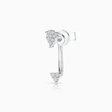 Brinco de piercing de orelha com diamantes em ouro branco 18 K