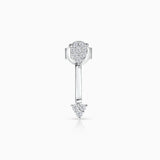 Brinco de piercing de orelha com diamantes em ouro branco 18 K