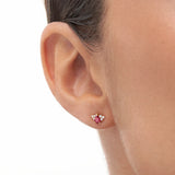 Brinco Crown II Drops Ruby Piercing em ouro amarelo 18K