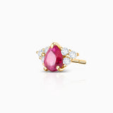 Brinco Crown II Drops Ruby Piercing em ouro amarelo 18K