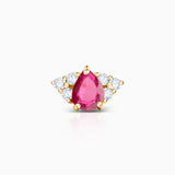 Brinco Crown II Drops Ruby Piercing em ouro amarelo 18K