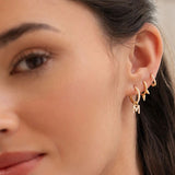 Charm para Brinco de argola com diamante inicial MY em ouro amarelo 18K