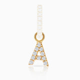 Charm para Brinco de argola com diamante inicial MY em ouro amarelo 18K