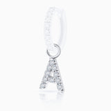 Charm para Brinco de argola com diamante inicial MY em ouro branco 18K