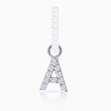 Charm para Brinco de argola com diamante inicial MY em ouro branco 18K