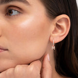 Charm para Brinco de argola com diamante inicial MY em ouro rosa 18K