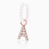 Charm para Brinco de argola com diamante inicial MY em ouro rosa 18K