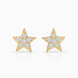 Diamond Moon Star Earrings in 18k Yellow Gold