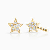 Diamond Moon Star Earrings in 18k Yellow Gold