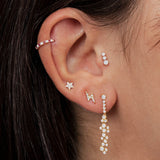 Brinco Moon Diamonds Star Piercing em ouro amarelo 18 K
