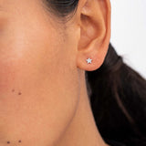 Diamond Moon Star Earrings in 18k White Gold