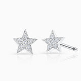 Diamond Moon Star Earrings in 18k White Gold