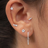 Brinco Moon Diamonds Star Piercing em ouro branco 18 K