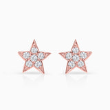 Diamond Moon Star Earrings in 18k Rose Gold