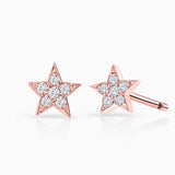 Diamond Moon Star Earrings in 18k Rose Gold