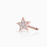 Brinco Moon Diamonds Star Piercing em ouro rosa 18K
