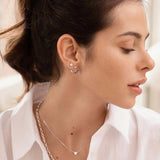 Pendientes Flor Diamantes en Oro Blanco de 18 Kt