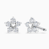 Pendientes Flor Diamantes en Oro Blanco de 18 Kt