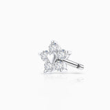 Brinco Piercing Flor com Diamantes em Ouro Branco 18 Kt