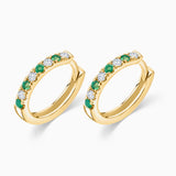 Brincos de argola Eternity Colors Emerald em ouro amarelo 18 K