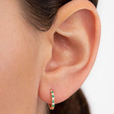 Brinco Piercing Eternity Colors Argola Esmeralda em Ouro Amarelo 18 K