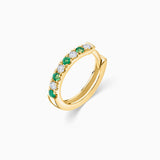 Brinco Piercing Eternity Colors Argola Esmeralda em Ouro Amarelo 18 K