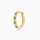 Brinco Piercing Eternity Colors Argola Esmeralda em Ouro Amarelo 18 K