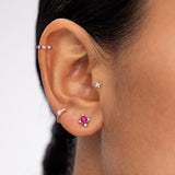 Brincos de argola Eternity Colors Ruby em ouro rosa 18K