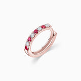 Brinco de piercing de argola Eternity Colors Ruby em ouro rosa 18K