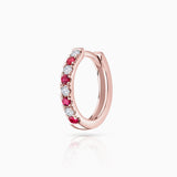 Brinco de piercing de argola Eternity Colors Ruby em ouro rosa 18K
