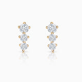 Diamond Trinity Earrings in 18k Yellow Gold