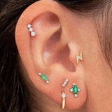 Diamond Line Piercing Earring in 18k Yellow Gold