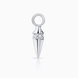 Brinco de argola punk diamante ouro branco 18K
