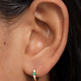 Memphis Emerald and Diamond Hoop Earring in 18k Yellow Gold