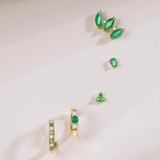 Memphis Emerald and Diamond Hoop Earring in 18k Yellow Gold
