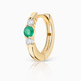 Memphis Emerald and Diamond Hoop Earring in 18k Yellow Gold