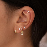 Brinco de argola MINI Piercing Petite Diamonds em ouro amarelo 18K