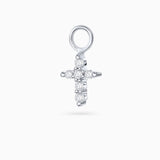 Charm para Pendiente de Aro Cruz de Diamantes en Oro Blanco de 18 Kt