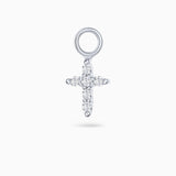 Charm para Pendiente de Aro Cruz de Diamantes en Oro Blanco de 18 Kt