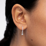 Diamond Moon Star Earring Charm in 18k White Gold