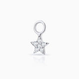 Diamond Moon Star Earring Charm in 18k White Gold