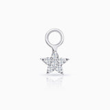 Diamond Moon Star Earring Charm in 18k White Gold