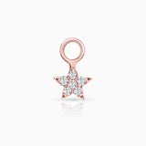 Brinco de argola Moon Diamonds Star em ouro rosa 18K