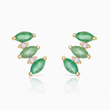 Brincos Tri-Marquise Diamond e Emerald Climber em ouro amarelo 18K
