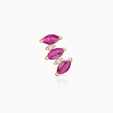 Brinco Tri-Marquise de Diamante e Rubi em Ouro Amarelo 18K